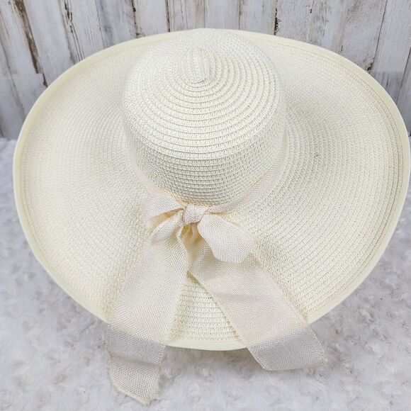 Bige Ribbon Wide Brim Floppy Sun Hat Size One Size - Picture 1 of 8